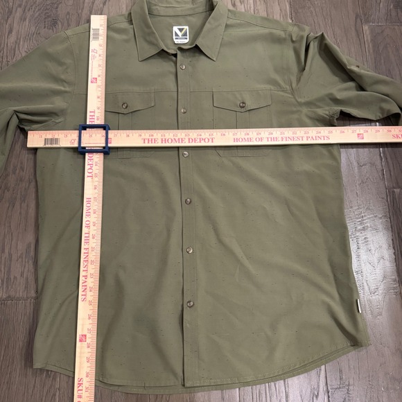 Voyager Mens XL Button Up Shirt Olive Green Camping Hiking Outdoor - Picture 7 of 9